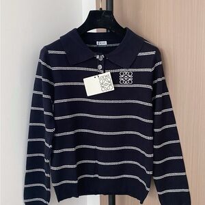 Loewe Navy Striped Women’s Polo Sweater